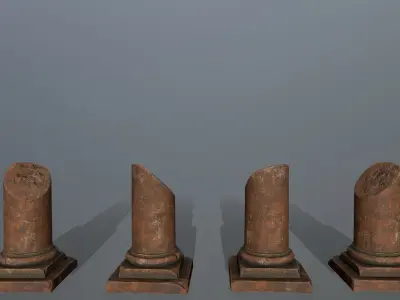 broken pillar Low-poly 3D model