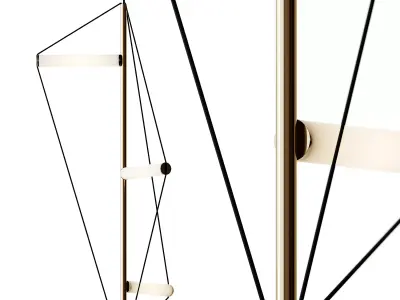 Gold Linear Chandelier 3D model