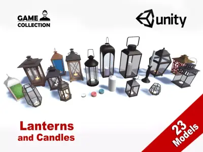 Lanterns and Candles Low-poly 3D model