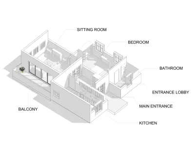 Residential 2D and 3D floor plan project 3D model
