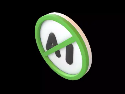 Prohibited AI Symbol V1 004 Low-poly 3D model