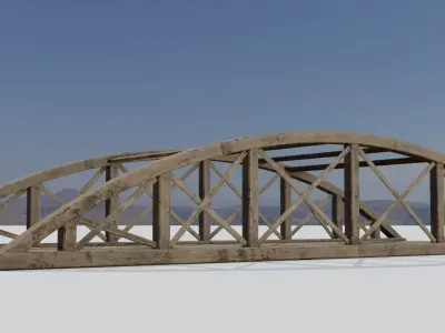 Old wooden bridge Low-poly 3D model