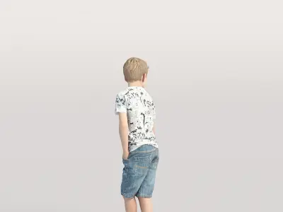 Humano Casual child boy standing and looking back 0208 3D model
