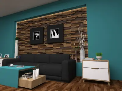 Modern living area scene 3D model