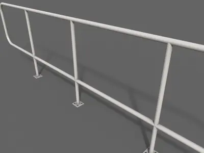 PBR Pedestrian Guard Rail White V5 Low-poly 3D model