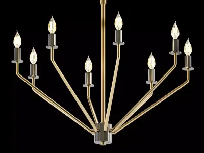 Untitled gold chandelier with six candle lights 3D model