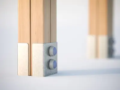 Sign on a wooden light construction 3D model