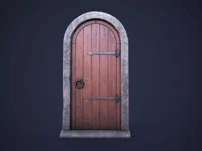 Old front small door Low-poly 3D model