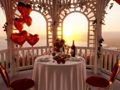 Valentines Day Dinner Blender Scene 3D model