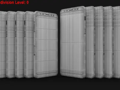 Samsung Galaxy A8 and A8 Plus 2018 All Color Low-poly 3D model