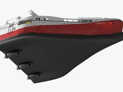  Ramform Titan Seismic Survey Vessel with Helipad White and Red 