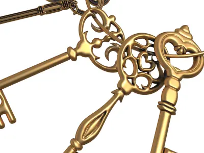 Vintage key ring 03 3D model