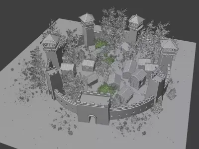 Fortified Island Settlement 3D model