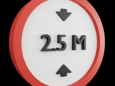 Road sign or Traffic sign 3D icon flat design collection no 2 Low-poly 3D model