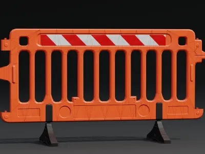 Plastic Barricade PBR Game-Ready Low-poly 3D model