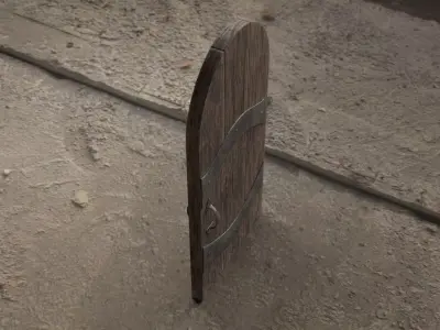 Medieval Door Arched 04 LowPoly Plus HP Low-poly 3D model