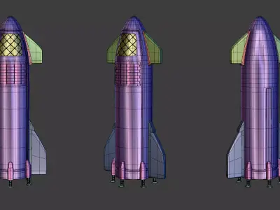 Stylized Starship Rocket 3D model