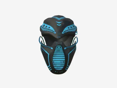 SciFi Ninja Mask A10 Black Blue - Character Design Fashion Low-poly 3D model