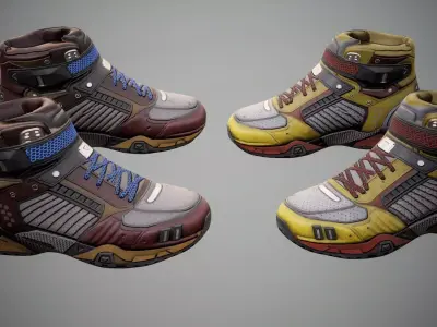 Sci-Fi Sneakers p01 Low-poly 3D model