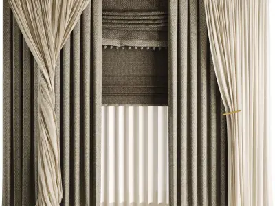 Silk and Cotton Curtain Low-poly 3D model