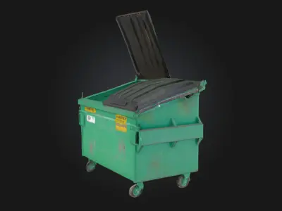 Green Dumpster  Urban Decay with Functional Detail 3D model