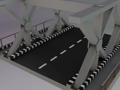 LP steel bridge Points Low-poly 3D model