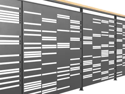 Set of modern railings 3D model