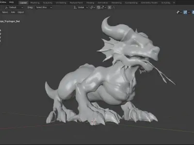 Monster Sci-fi Dragon for your games and animation Low-poly 3D model