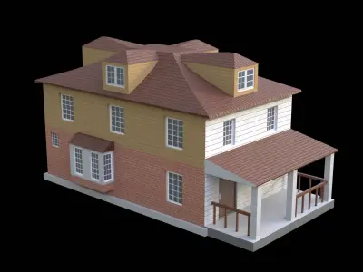 Suburban Building 5 Low-poly 3D model