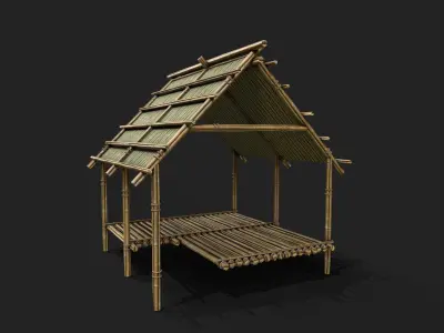 Bamboo Shelter 8 Low-poly 3D model