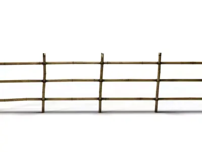 Rustic boundaries bamboo fence Low-poly 3D model
