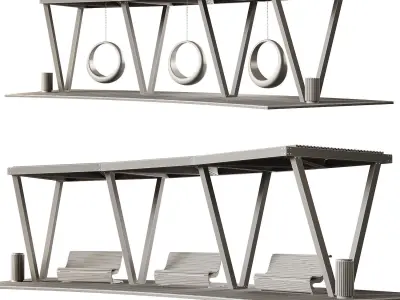 Pergola with swings benches  3D model