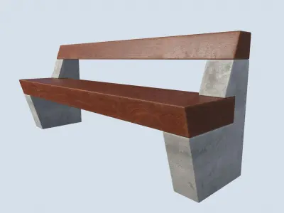 Street bench low poly pbr game ready 3d model Low-poly 3D model