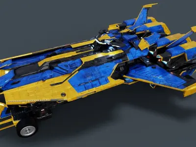 Space ship Low-poly 3D model 9