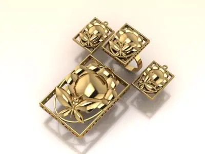 The Floral Lattice Suite Half-Set jewelry 3D model - for her 3D print model