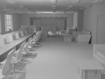 Office Interior No Material 3D model