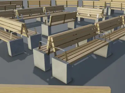 Street Bench 10 Version 3 Low-poly 3D model