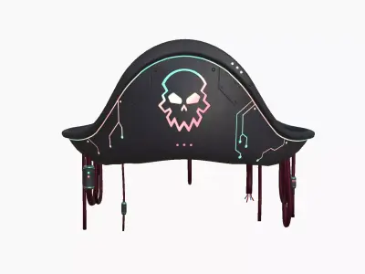 Cyberpunk Pirate Hat A04 - Character Design Low-poly 3D model