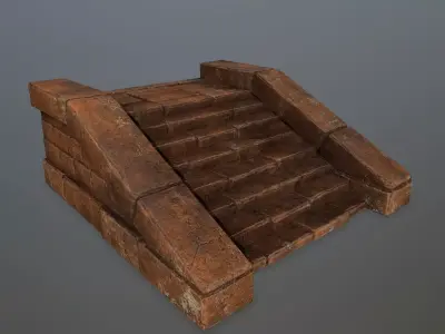 stairs 7 brick wall Low-poly 3D model
