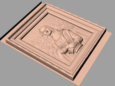 Door flower 3D relief STL Model for CNC woodworking carving E333 3D model