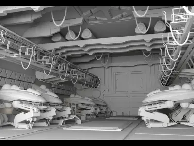 Sci-Fi Hanger- Aircrafts- High detail 3d models Low-poly 3D model