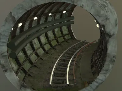 Subway tunnel set Low-poly 3D model