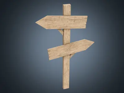 Signboards wooden 01 Low-poly 3D model