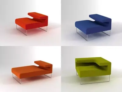 Lowseat four different colored sofas 3D model