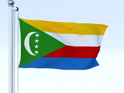 Animated Comoros Flag Low-poly 3D model