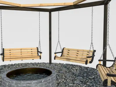 Swing benches around well 3D model