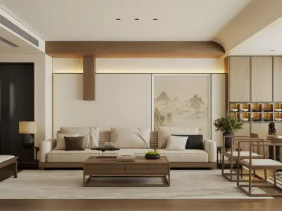 Modern Oriental Living Space with Tea Area 78 3D model