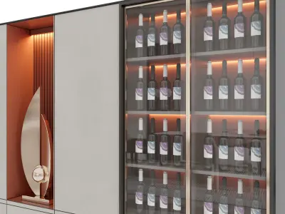 Shelf 3d Model wine cabinet with glass doors 3D model