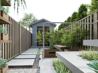 3D Exterior Scene 3D model design garden and landscape  3D model