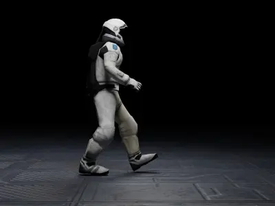 Astronaut Start walking animated Low-poly 3D model